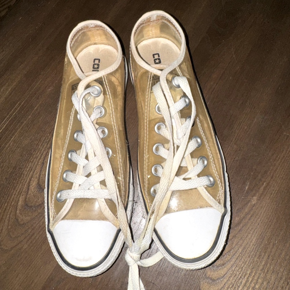 Clear plastic low top converse